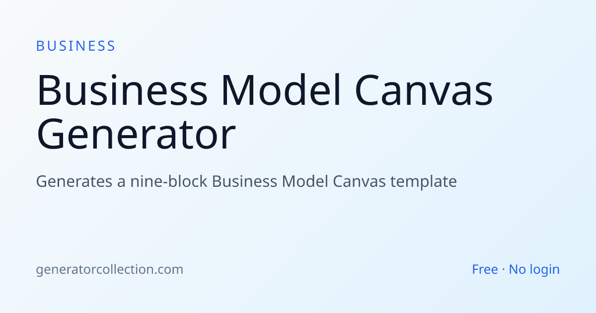 Business Model Canvas Generator | Generator Collection