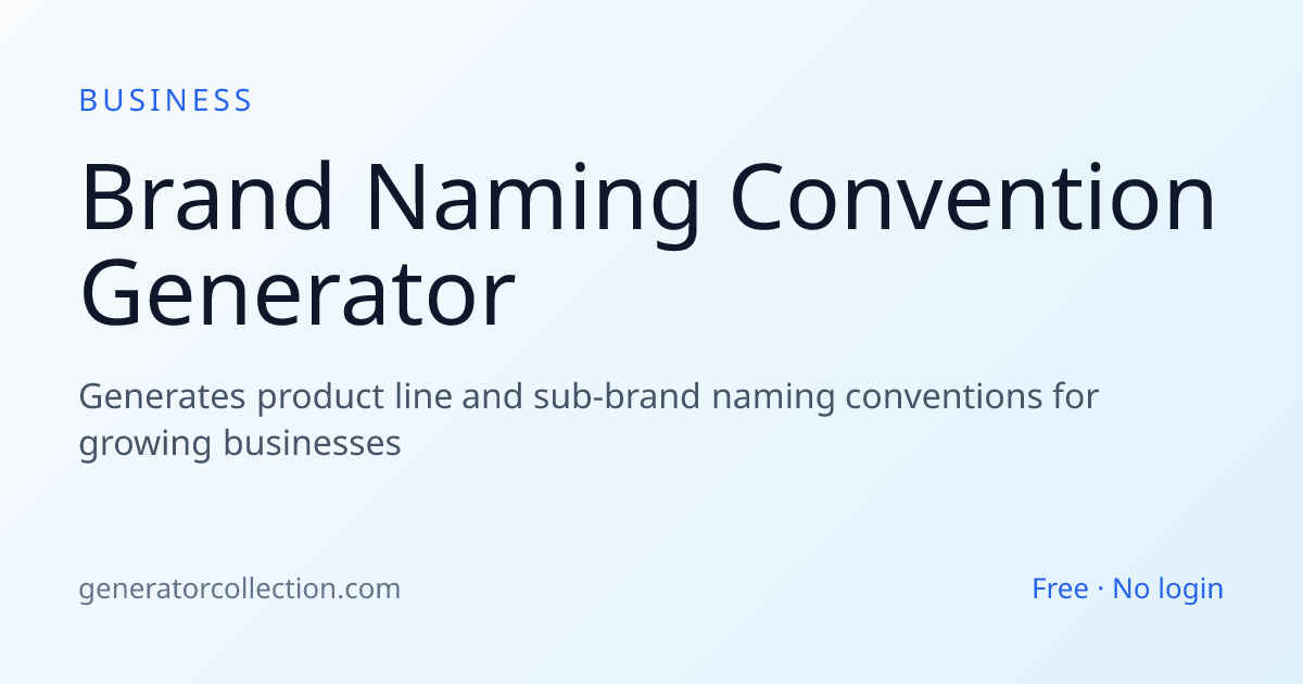 Brand Naming Convention Generator — Product Lines