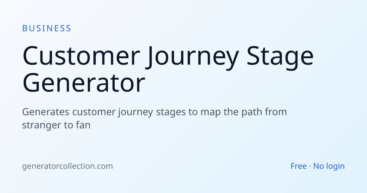 Customer Journey Stage Generator | Generator Collection