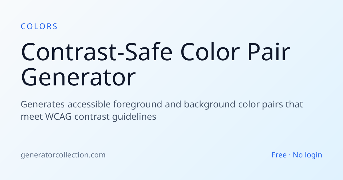 Contrast-Safe Color Pair Generator | Generator Collection