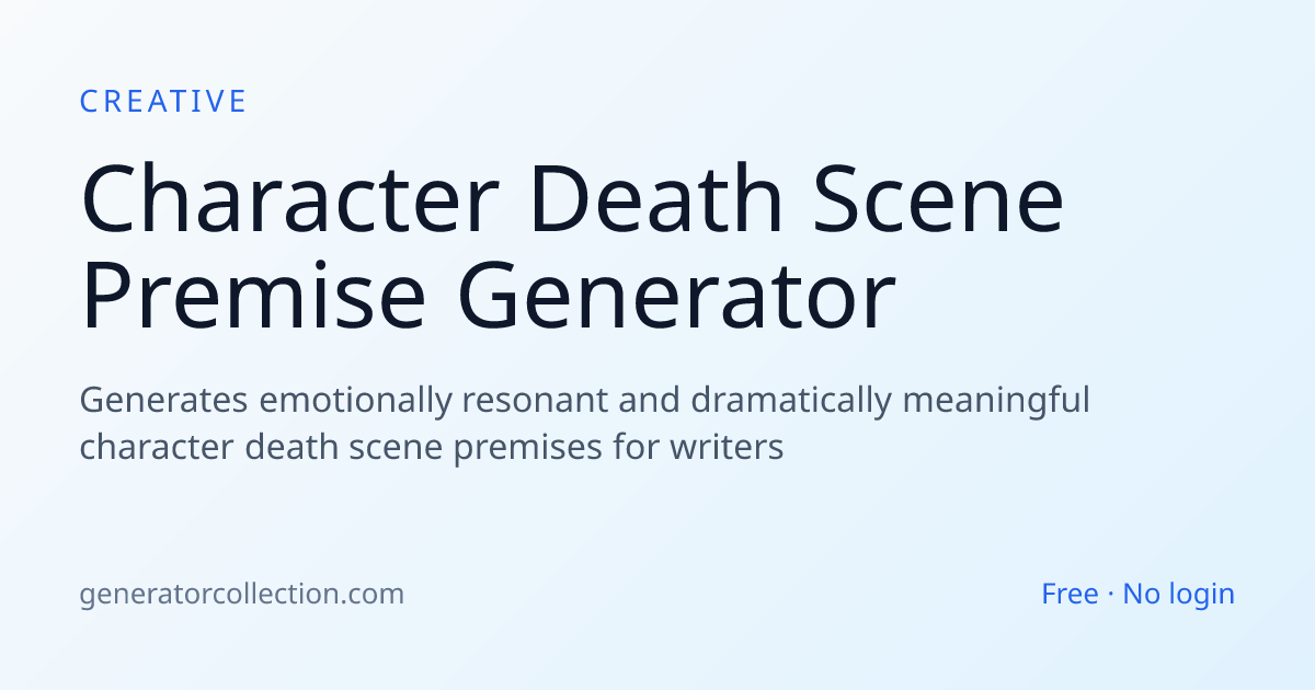 Death Scene Premise Generator | Generator Collection