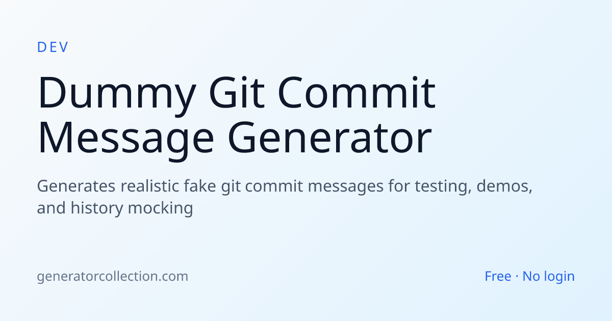 Dummy Git Commit Generator — Fake Commit Log