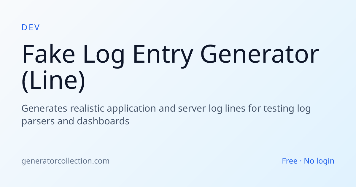 Fake Log Generator — Server Log Lines for Testing