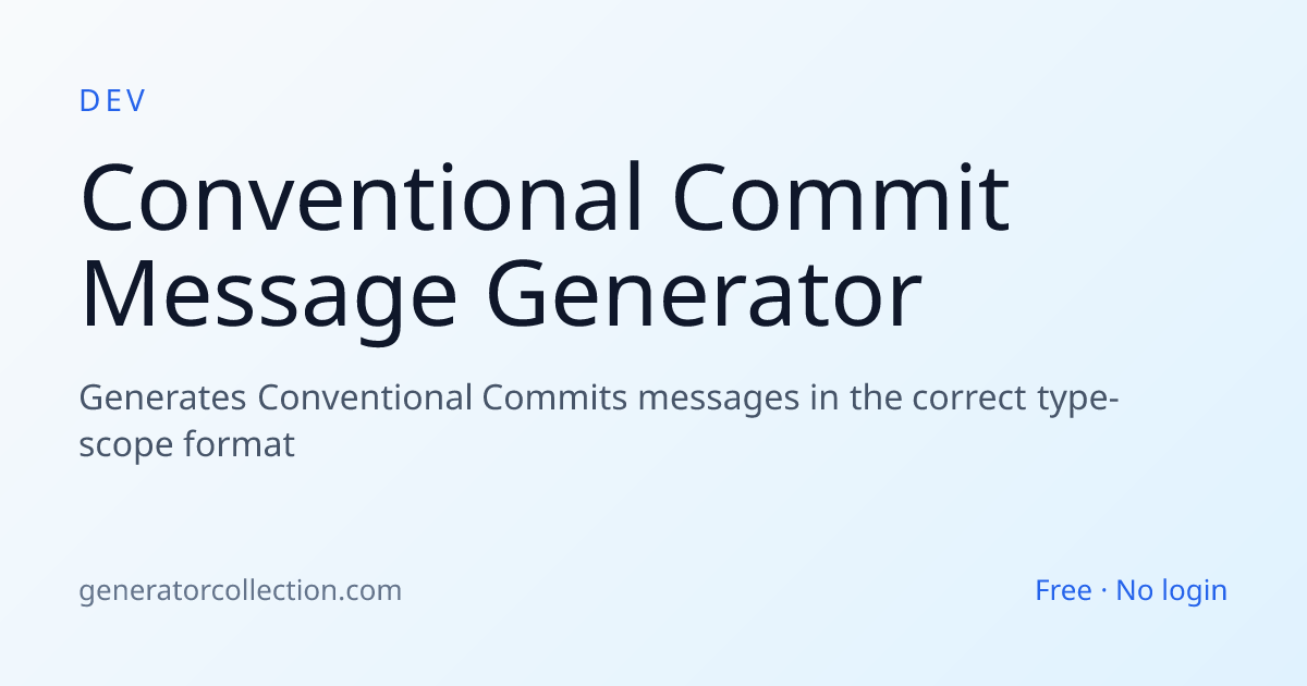 Conventional Commit Message Generator | Generator Collection