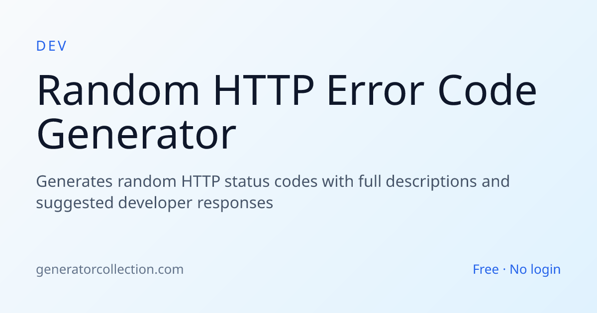 Random HTTP Error Code Generator | Generator Collection