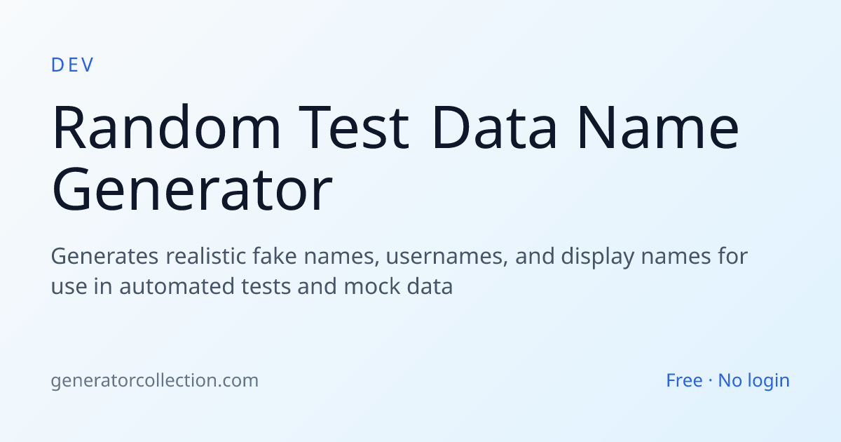Random Test Data Name Generator | Generator Collection