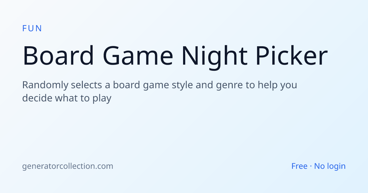 Board Game Picker — What to Play Tonight