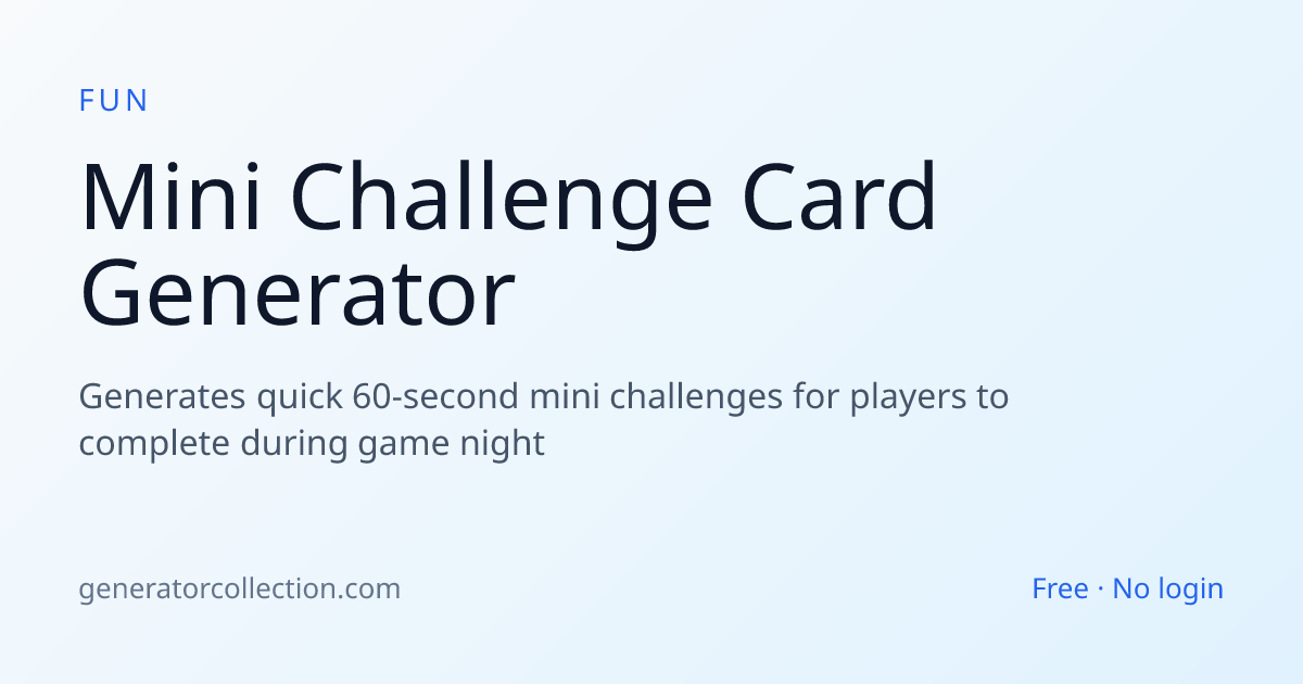 Mini Challenge Card Generator | Generator Collection