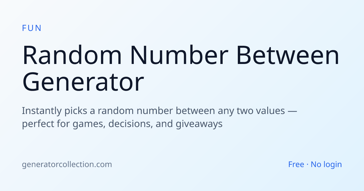 Random Number Between Generator | Generator Collection