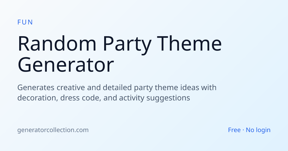 Random Party Theme Generator — Ideas for Any Event