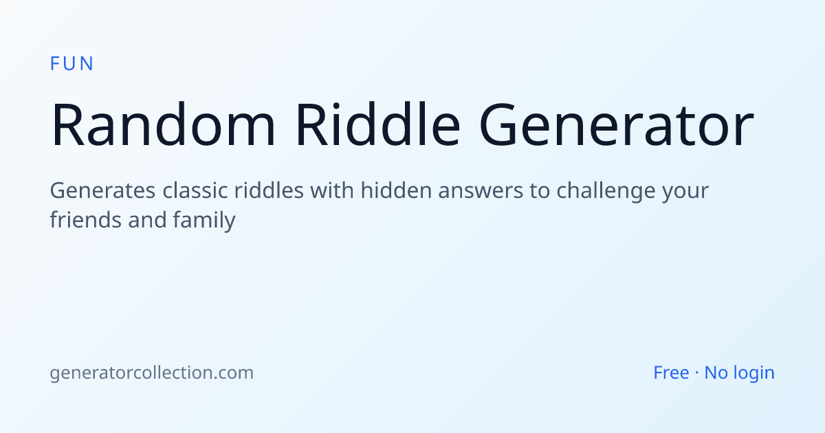 Riddle Generator — Riddles with Hidden Answers