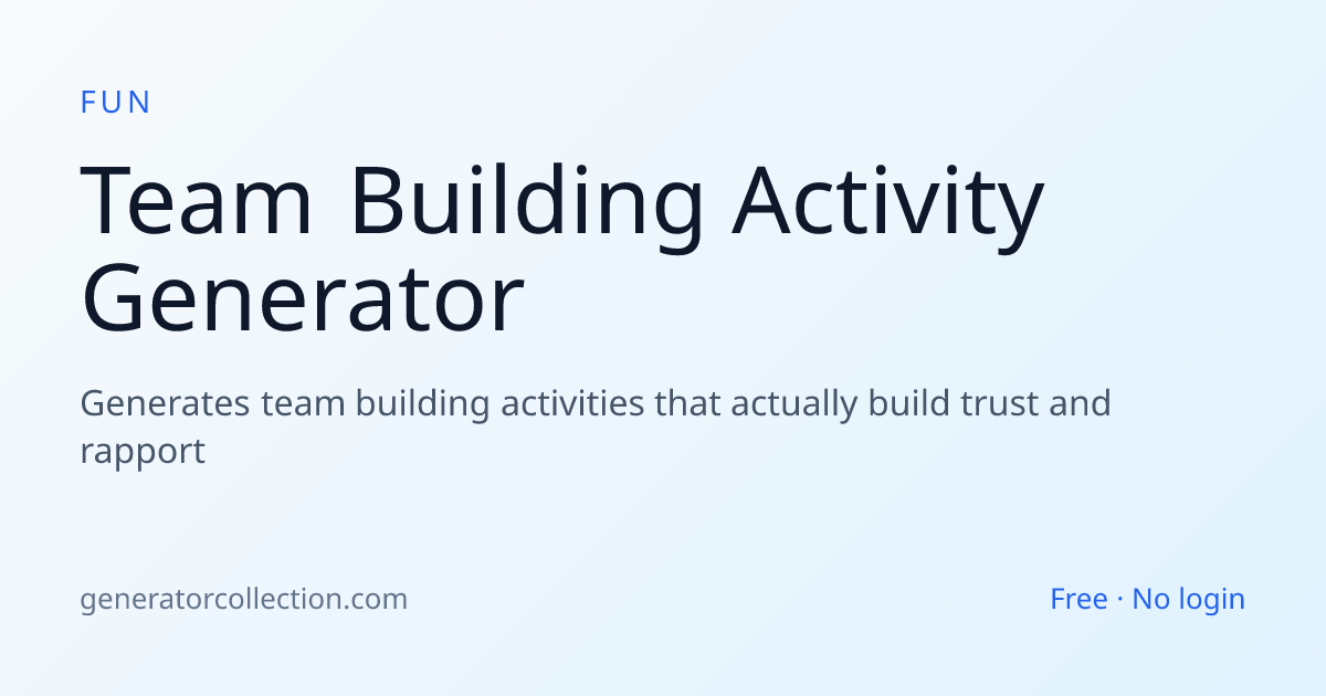 Team Building Activity Generator | Generator Collection
