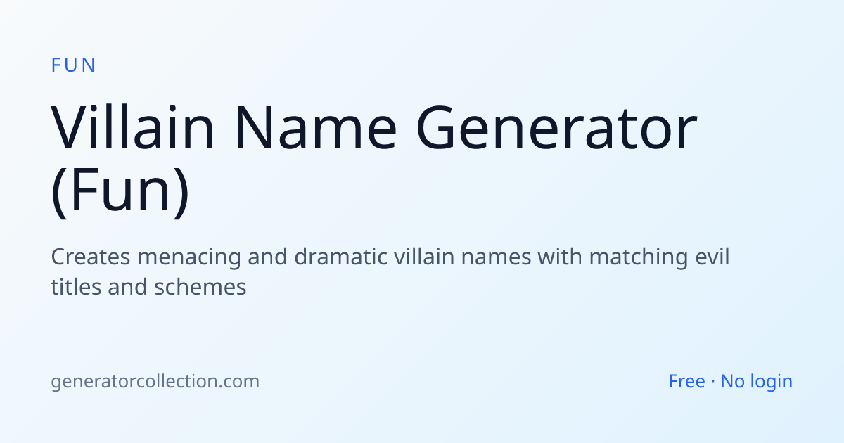 Villain Name Generator (Fun) | Generator Collection