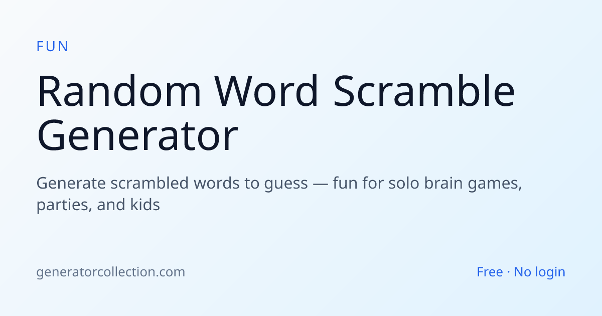 Word Scramble Generator — Puzzles & Worksheets