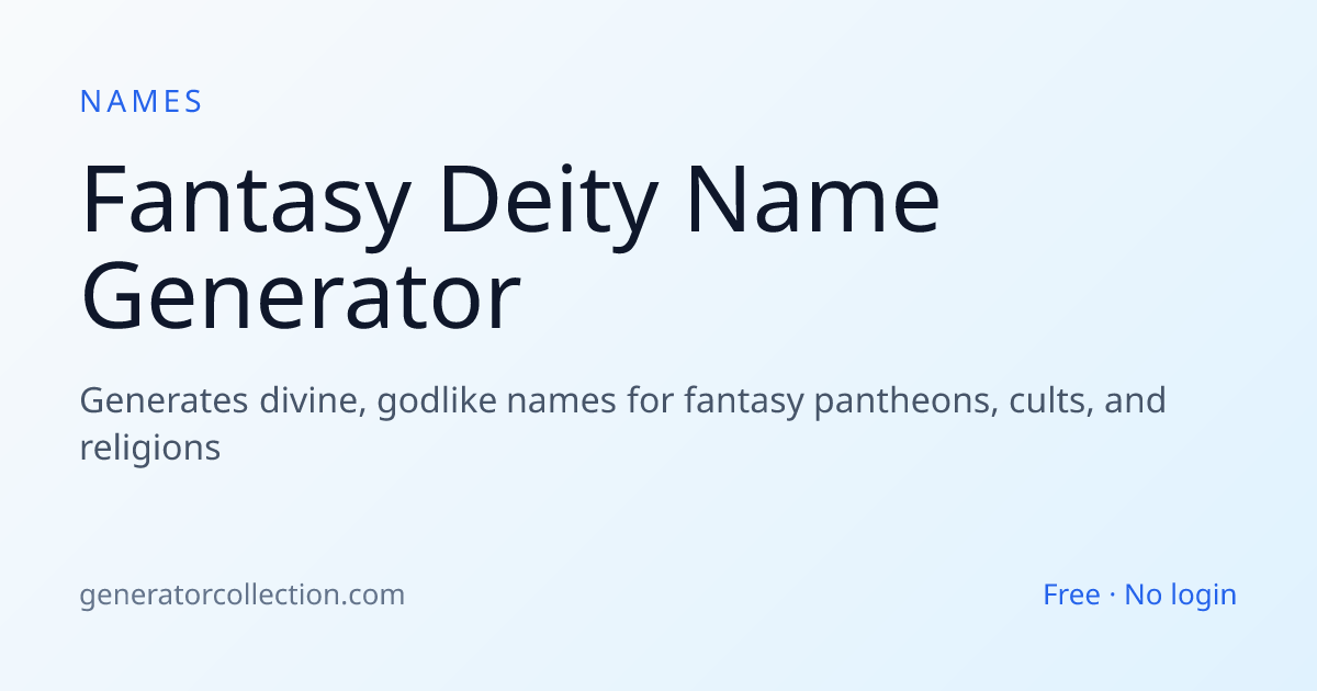 Fantasy Deity Name Generator | Generator Collection