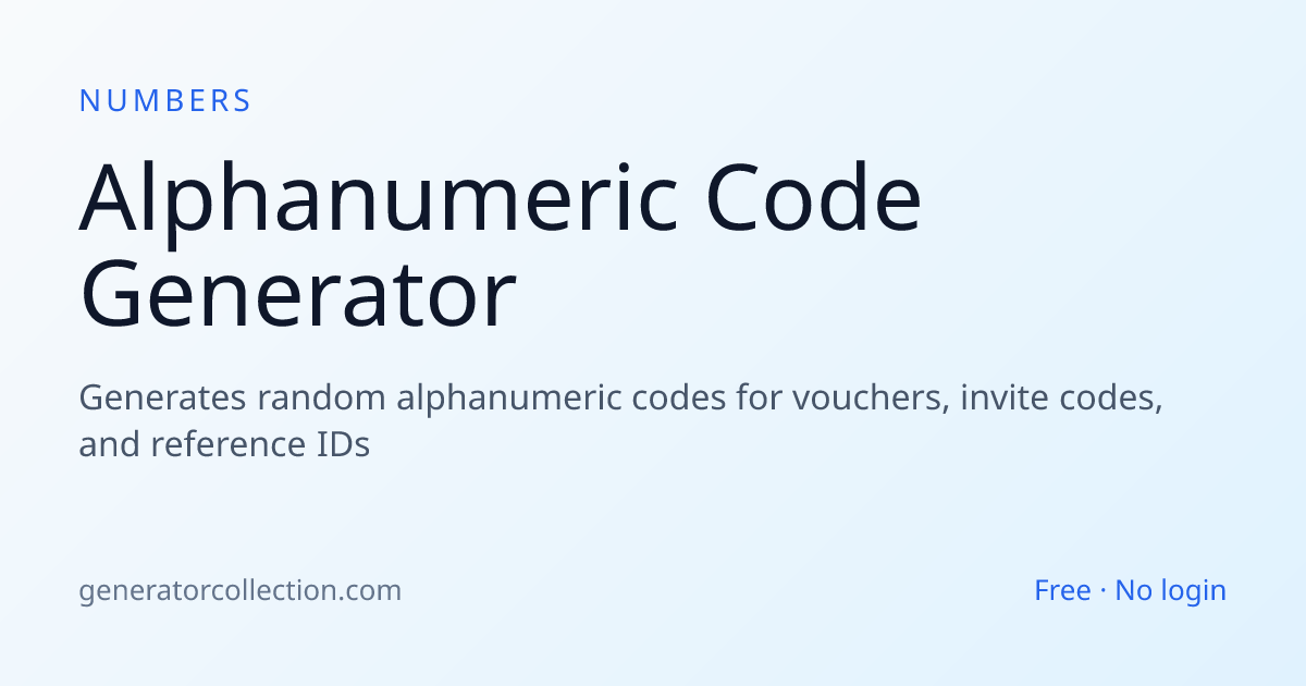 Alphanumeric Code Generator — Voucher & Promo Codes