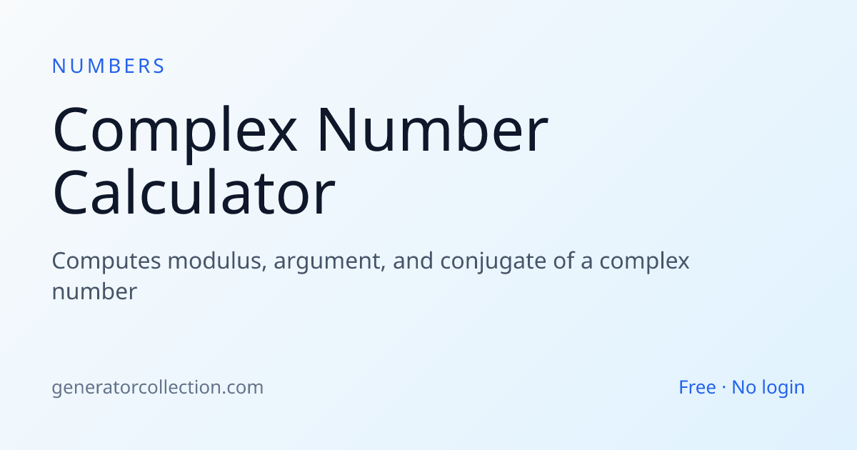 Complex Number Calculator | Generator Collection