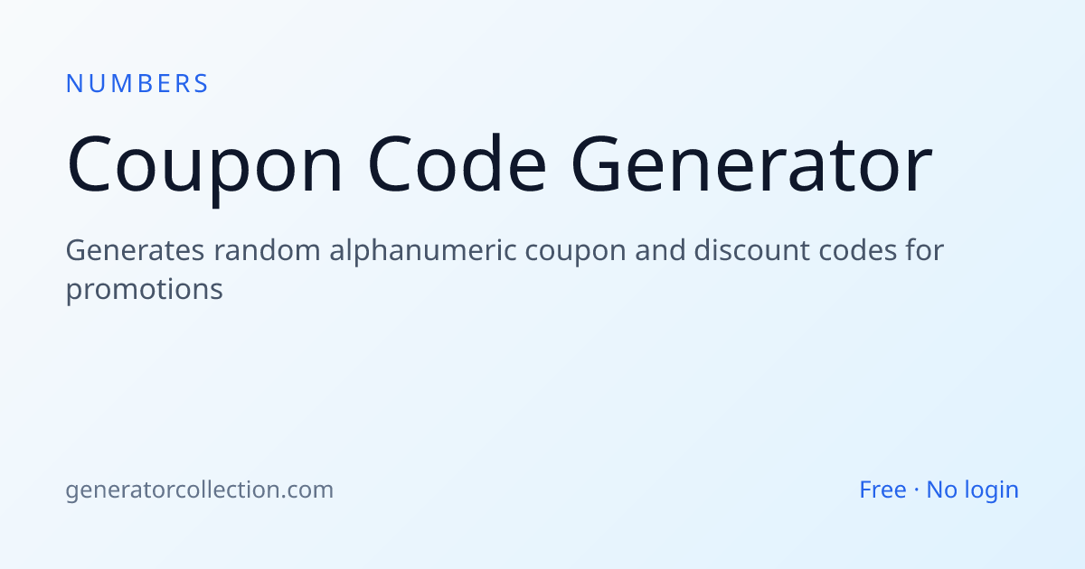 Coupon Code Generator — Discount & Promo Codes