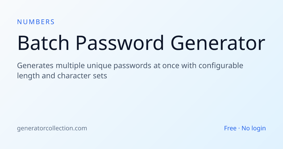 Bulk Password Generator — Many Strong Passwords at Once
