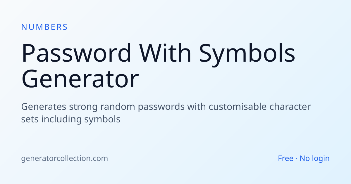 Password Generator With Symbols — Strong Special-Char Passwords