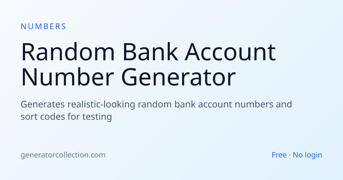 Random Bank Account Number Generator | Generator Collection