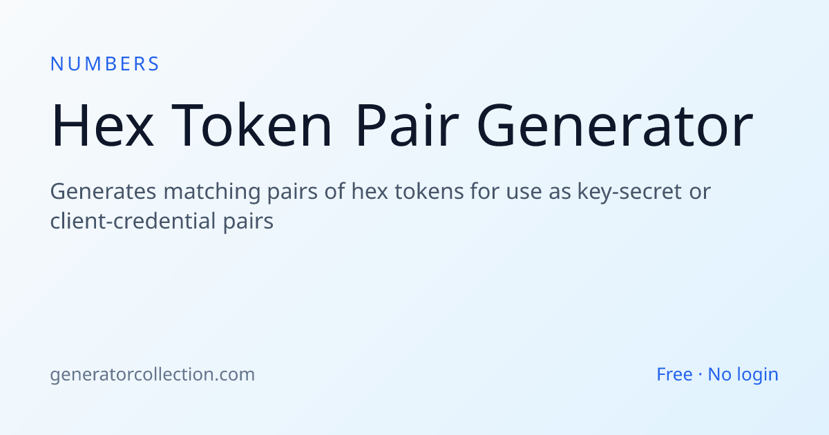 Hex Token Pair Generator | Generator Collection