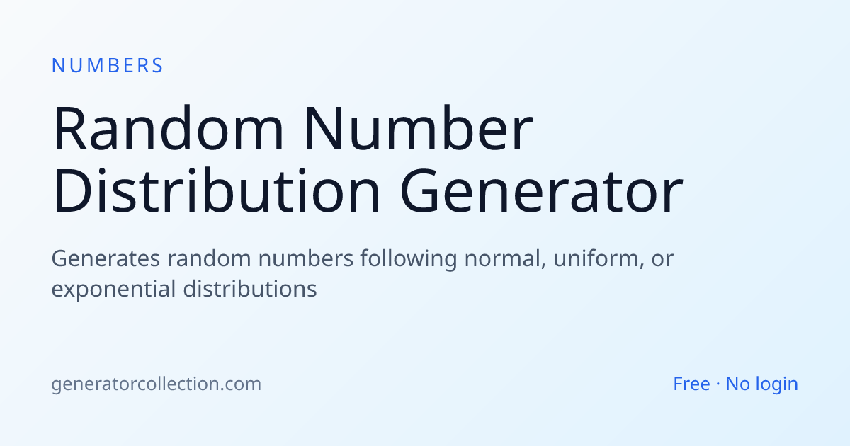 Random Number Distribution Generator | Generator Collection