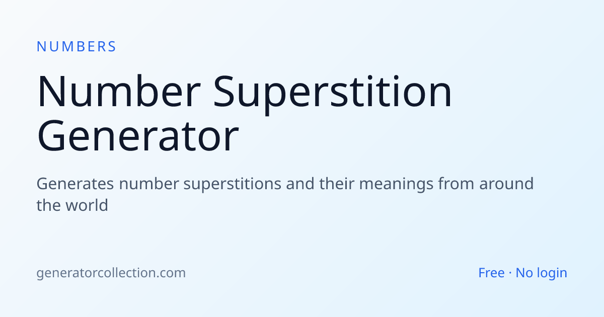 Number Superstition Generator | Generator Collection