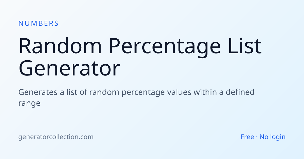 Random Percentage List Generator — Test Data