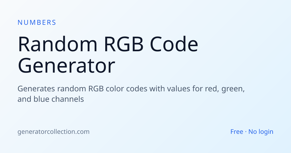 Random RGB Code Generator — Instant Color | Generator Collection