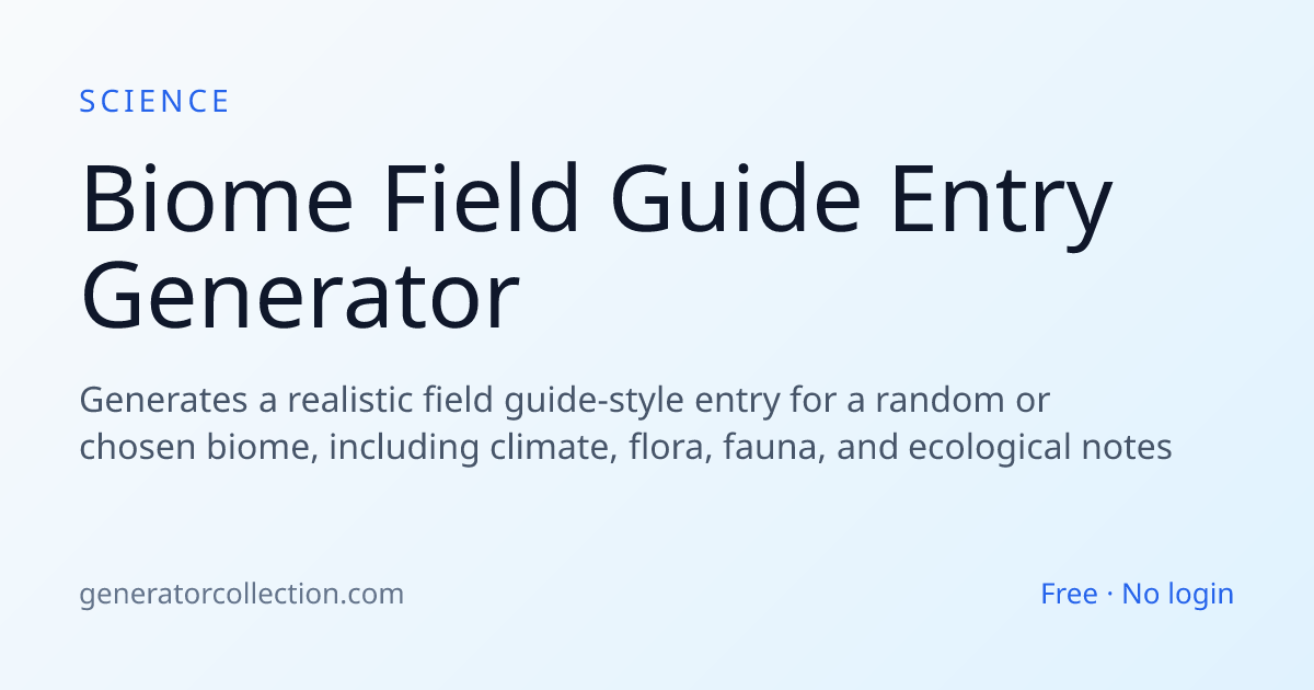 Biome Field Guide Generator — Ecosystem Entries