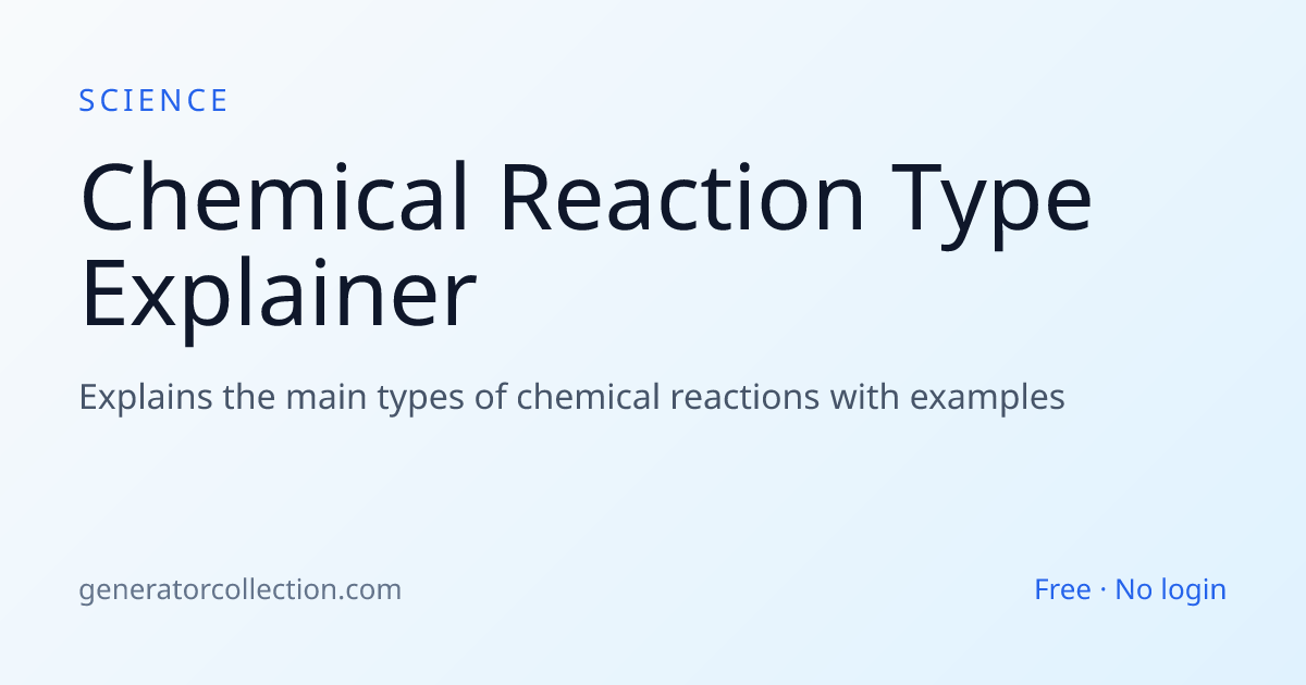 Chemical Reaction Type Explainer — 5 Main Types
