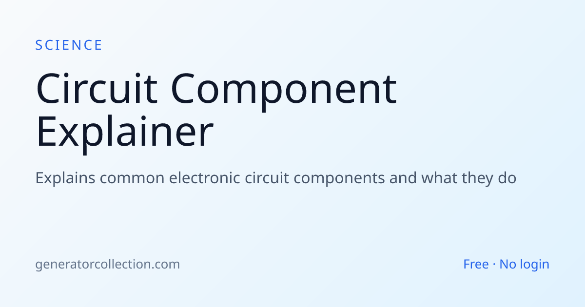 Circuit Component Explainer — Electronics Basics