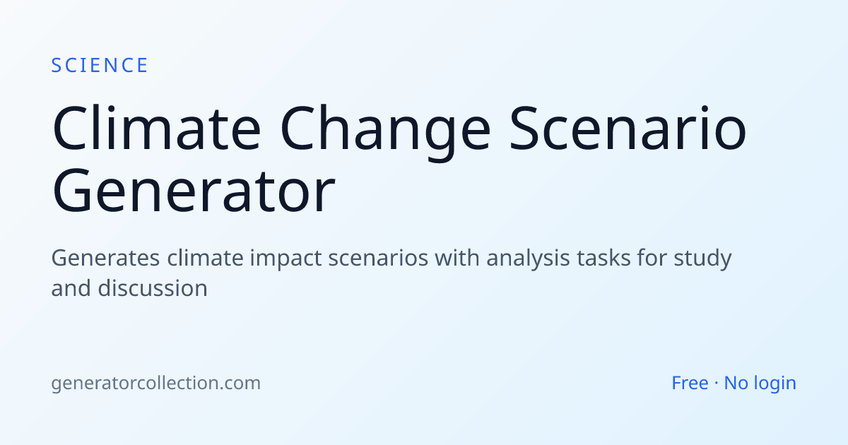 Climate Change Scenario Generator | Generator Collection