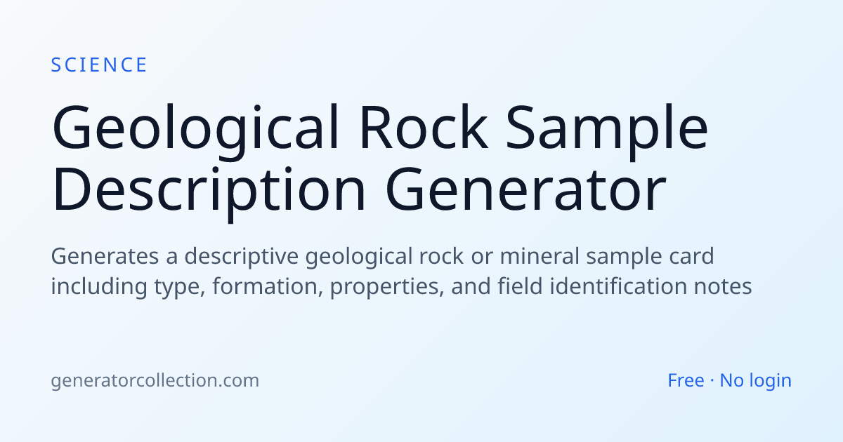 Rock Sample Description Generator | Generator Collection