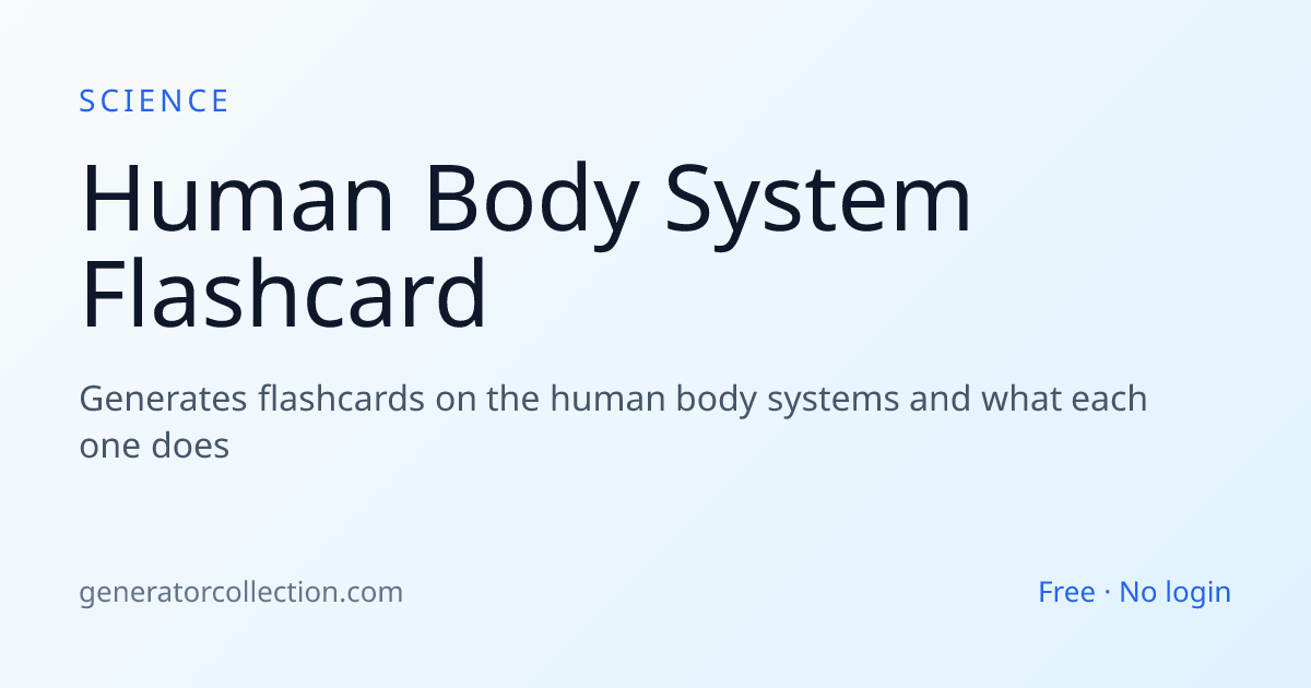 Human Body System Flashcard | Generator Collection