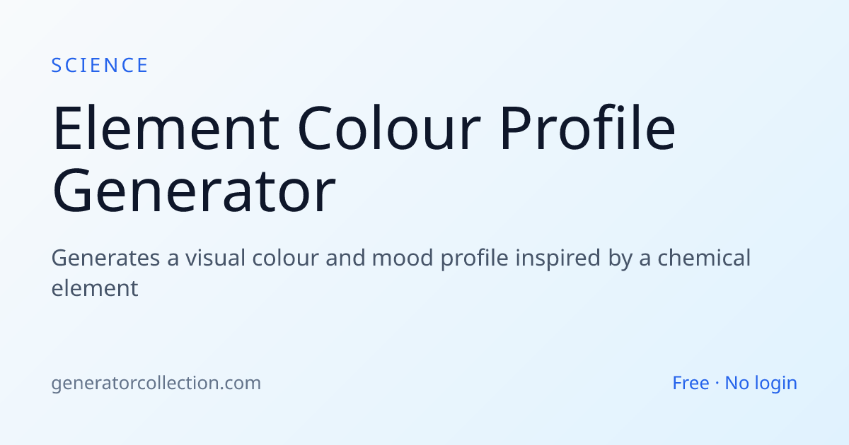 Element Colour Profile Generator | Generator Collection