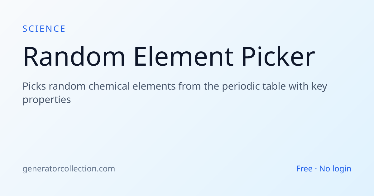 Random Element Picker — Periodic Table Quiz