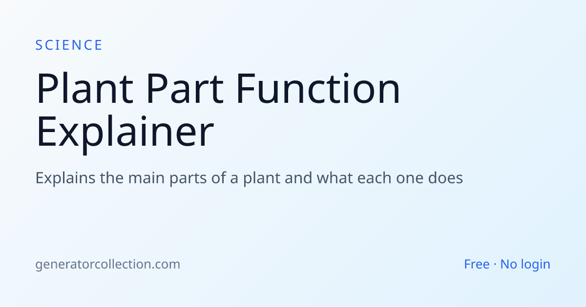 Plant Part Function Explainer | Generator Collection