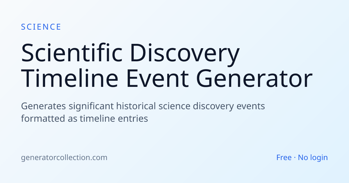 Scientific Discovery Timeline Event | Generator Collection
