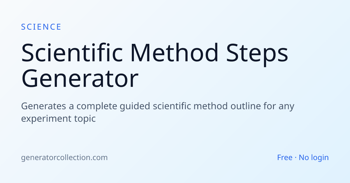 Scientific Method Generator | Generator Collection
