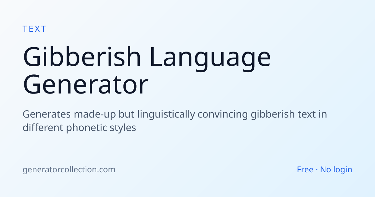 Gibberish Language Generator — Fake Speech Text