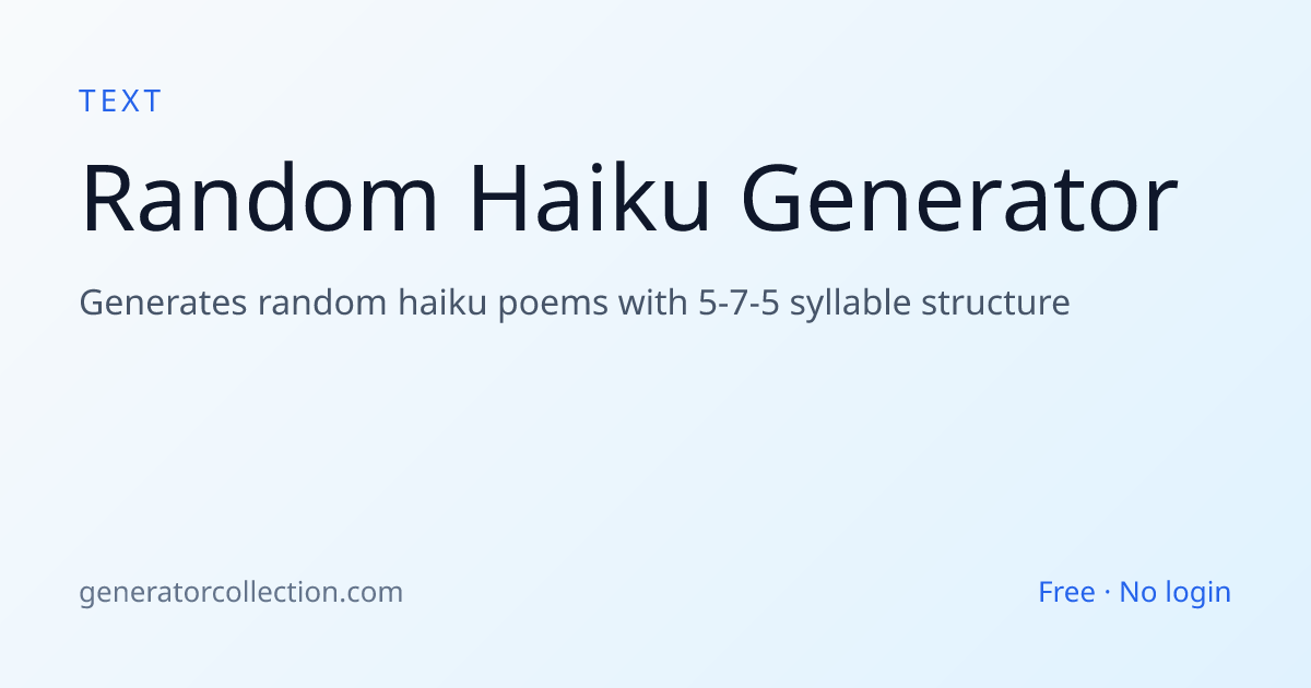 Haiku Generator — 5-7-5 Syllable Poems