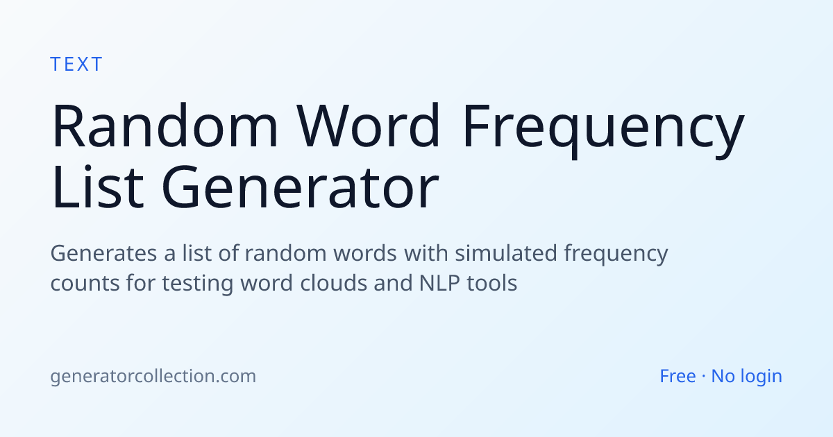 Random Word Frequency List Generator | Generator Collection