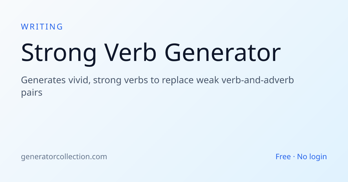 Strong Verb Generator | Generator Collection