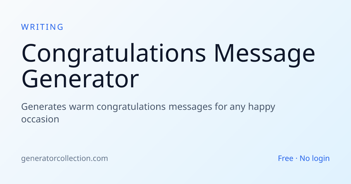 Congratulations Message Generator | Generator Collection
