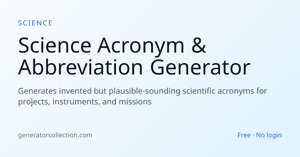 Science Acronym Generator | Generator Collection